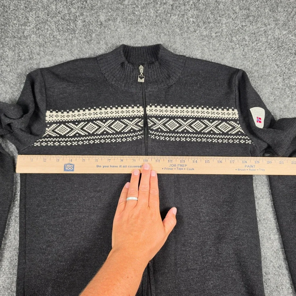 Dale of Norway Full Zip Sweater Mens S Black Merino Wool Nordic Fair Isle